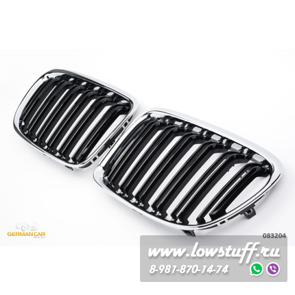 Решетки радиатора (ноздри) BMW X3 X4 F25/F26 горбатые сдвоенные M стиль черные / хром GCP-083204