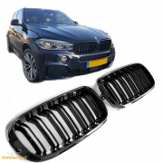 Решетки радиатора (ноздри) BMW X5 F15 X6 F16 горбатые сдвоенные X5M X6M стиль черные глянцевые GCP-081501