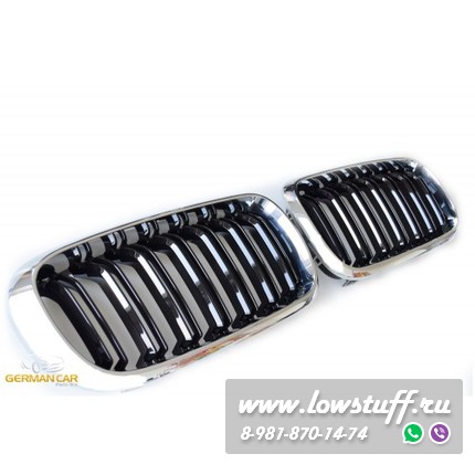 Решетки радиатора (ноздри) BMW X5 / X6 F15 F16 горбатые сдвоенные M стиль черные / хром GCP-085104