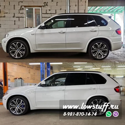 BMW X5, X5M E70, X6, X6M E71 50i + M50d пара передних пружин с линками H&R 29078-6 с занижением -30-40мм