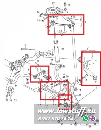 Audi A4 B8, Audi A5 B8, Audi Q5 8R Комплект рычагов передней подвески LOWSTUFF 53AU004-2 12 деталей под M12 тонкий палец