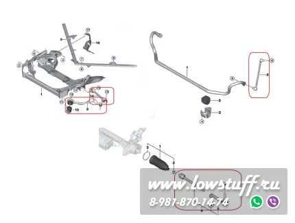 BMW E81, E82, E87, E88, E90, E91, E92, E93 Комплект рычагов передней подвески LOWSTUFF 53BM0017 с рулевыми тягами