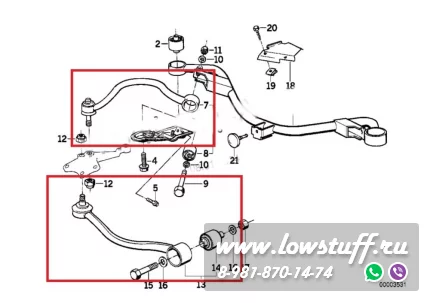 BMW E32 Комплект рычагов передней подвески LOWSTUFF 53BM0032 малый 8 деталей