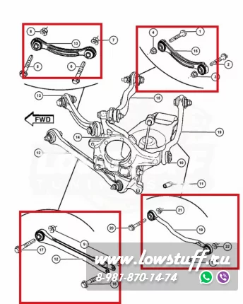 Chrysler 300C LX LE, Dodge Charger LC LD , Challenger LC LD, Magnum LX Комплект рычагов задней подвески 8шт LOWSTUFF 53CH0003