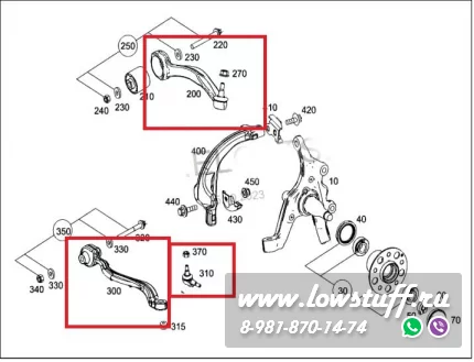 Комплект рычагов передней подвески Mercedes W212 LOWSTUFF 53MB0019 12шт