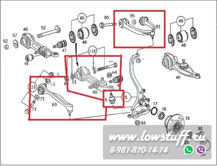 Mercedes W220 Комплект рычагов передней подвески LOWSTUFF 53MB0021 12шт большой с рулевыми наконечниками и шаровыми опорами