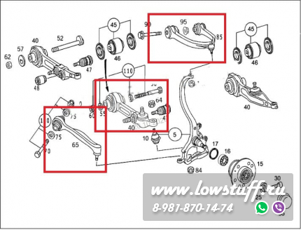 Mercedes W220 Комплект рычагов передней подвески LOWSTUFF 53MB0022 10шт с рулевыми наконечниками