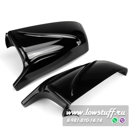 BMW E60 рестайлинг 2009-, BMW F10, F12, F13, F01, F06, F07 с камерами на зеркале Крышки зеркал М стиль черный глянец  LOWSTUFF MRCAPBME60LCIGLBK