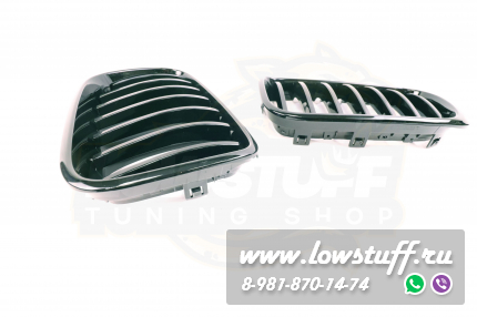 Решетки радиатора BMW X3 F25 2015-2017 X4 F26 2015-2017 ноздри одинарные черные глянцевые в Performace стиле