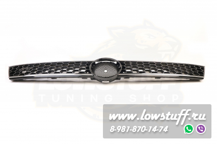 VW Jetta 6 2011-2014 GLI решетка радиатора черная глянцевая соты с хром полосами с отверстием для значка LOWSTUFF RGVWJ6GLIGLBLKWBCHS