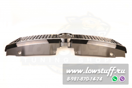 VW Jetta 6 2011-2014 GLI решетка радиатора черная глянцевая соты с хром полосами с отверстием для значка LOWSTUFF RGVWJ6GLIGLBLKWBCHS