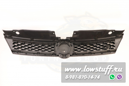 VW Jetta 6 2011-2014 GLI решетка радиатора черная глянцевая соты с хром полосами с отверстием для значка LOWSTUFF RGVWJ6GLIGLBLKWBCHS