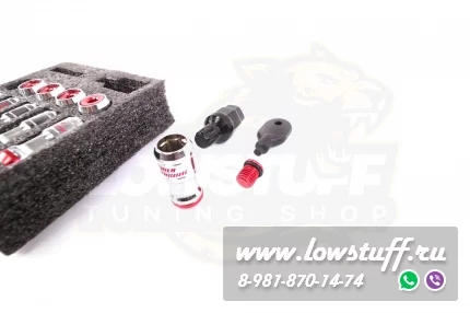 Спортивные колесные гайки Volk Racing Formula M12*1.5 c секретками красный центр комплект 20 штук