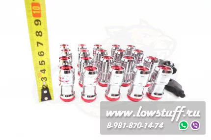 Спортивные колесные гайки Volk Racing Formula M12*1.5 c секретками красный центр комплект 20 штук