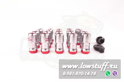 Спортивные колесные гайки Volk Racing Formula M12*1.5 c секретками красный центр комплект 20 штук