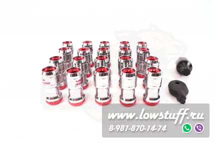 Спортивные колесные гайки Volk Racing Formula M12*1.5 c секретками красный центр комплект 20 штук