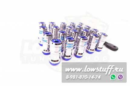 Спортивные колесные гайки Volk Racing Formula M12*1.5 c секретками синий центр комплект 20 штук