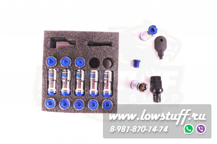 Спортивные колесные гайки Volk Racing Formula M12*1.5 c секретками синий центр комплект 20 штук