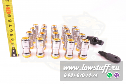 Спортивные колесные гайки Volk Racing Formula M12*1.5 c секретками золотой центр комплект 20 штук