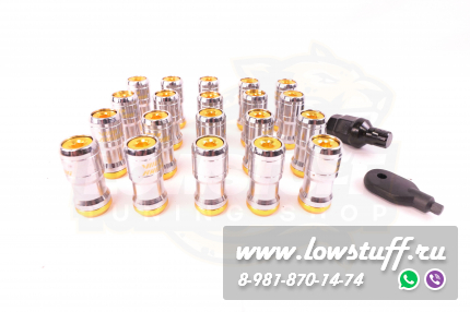 Спортивные колесные гайки Volk Racing Formula M12*1.5 c секретками золотой центр комплект 20 штук