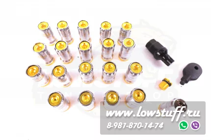 Спортивные колесные гайки Volk Racing Formula M12*1.5 c секретками золотой центр комплект 20 штук