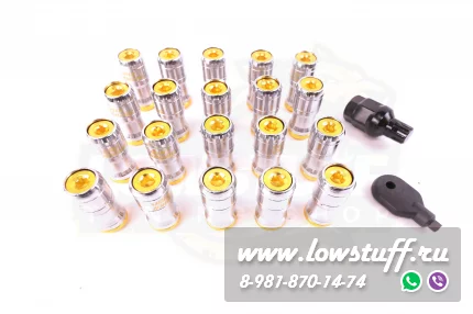 Спортивные колесные гайки Volk Racing Formula M12*1.5 c секретками золотой центр комплект 20 штук