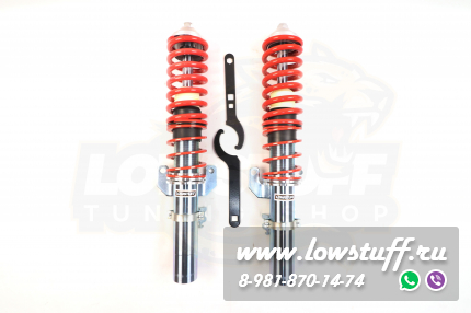 Audi A1 8X, Skoda Fabia Rapid, VW Polo, Polo Sedan, Polo LIftback пара передних винтовых стоек койловеров с регулировкой высоты LOWSTUFF EVO-I FSRLLSCSVW111x2