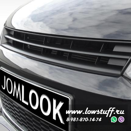 Решетка VW Polo Sedan (Поло седан) 2009-20014 черная без значка Jom 6R0853653OE