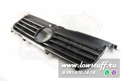 VW Passat B5+ Решетка радиатора черная хром полосы с отверстием под значок LOWSTUFF RGVWPASB55WBBLKCHS