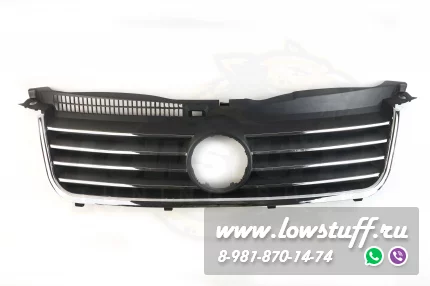 VW Passat B5+ Решетка радиатора черная хром полосы с отверстием под значок LOWSTUFF RGVWPASB55WBBLKCHS