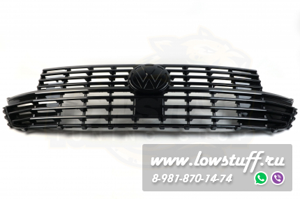VW T6.1 Transporter, Caravelle, Multivan Решетка радиатора черная глянцевая тюнинг LOWSTUFF RGVWT61GLBLKWB