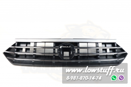 VW Jetta 7 2018-2021 решетка радиатора стандартная хром с черным с отверстием под значок LOWSTUFF RGVWJ7STGLBLKWBCHS