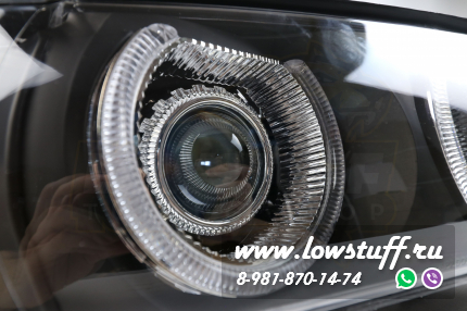 BMW E39 1995-2000 дорестайл фары c белыми ангельскими глазами прозрачное стекло белый поворотник LOWSTUFF HLBMWE39ANGYECLWHITEFKSH