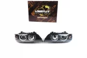 BMW E39 1995-2000 дорестайл фары c белыми ангельскими глазами прозрачное стекло белый поворотник LOWSTUFF HLBMWE39ANGYECLWHITEFKSH