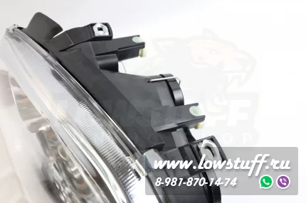 VW Golf 4 фары головного света прозрачное стекло хром отражатель с птф LOWSTUFF HLVWG4CRTSLVR