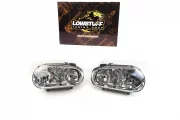VW Golf 4 фары головного света прозрачное стекло хром отражатель с птф LOWSTUFF HLVWG4CRTSLVR