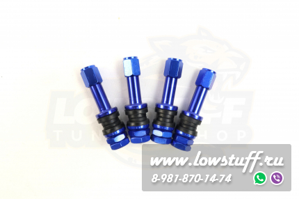 Ниппеля алюминиевые / вентиля для бескамерных шин RAYS Blue синие 4 шт. разборные алюминиевые