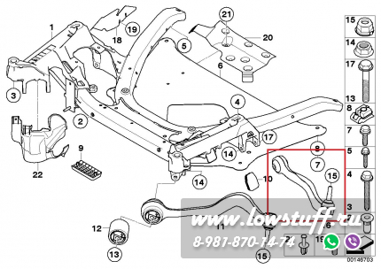 BMW E60, BMW E61 передний нижний поперечный рычаг правый LOWSTUF 51BM0013