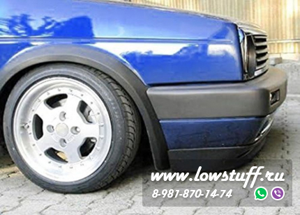 VW Golf 2, Jetta 2 спойлер (губа) переднего широкого бампера LOWSTUFF SPLFBVWG2GTIMATTBLK