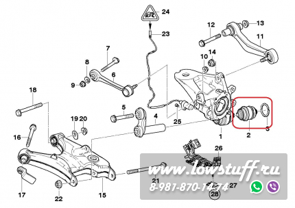 BMW E39 E38 E60 E63 E64 E65 E66 X5 E53 плавающий сайлентблок с пружинным кольцом задняя левая / правая сторона LOWSTUFF 51BM0034