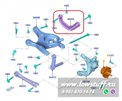 Ford Explorer VI Lincoln Aviator II Регулируемые серповидные развальные рычаги задней оси LOWSTUFF DS 66DSFOEXP6