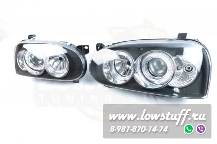 VW Golf 3 фары головного света прозрачное стекло черный отражатель с линзой и поворотником LOWSTUFF HLVWG3BLKLENS