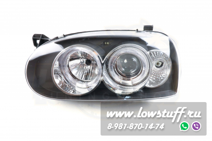 VW Golf 3 фары головного света прозрачное стекло черный отражатель с линзой и поворотником LOWSTUFF HLVWG3BLKLENS