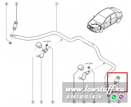 Renault Logan I, Sandero I, Lada Largus до 2014 г.в. стойка стабилизатора переднего левая / правая LOWSTUFF 51RE0015