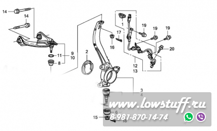 Honda Accord CL7, CP1, TF1, Odissey RB1, Acura TSX, Inspire Передние развальные рычаги LOWSTUFF DS 65DSHOACCL7
