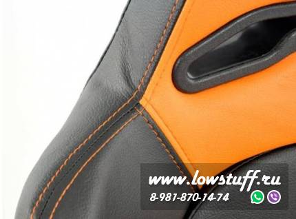 Сиденья автомобильные полуковши черные с оранжевыми вставками искусственная кожа FK Automotive DP003