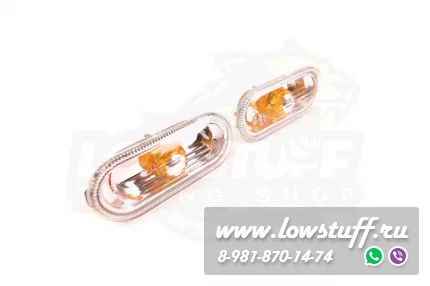 VW Amarok Transporter Caravelle Multivan T5 T5 GP Polo 6R sedan поворотники в крыло прозрачные с оранжевым центром LOWSTUFF FFTSLTVWT5WHITEORA