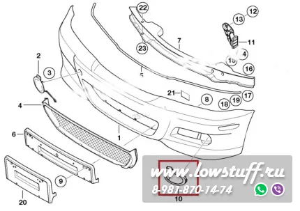 BMW E46 M3 купе, кабриолет очки накладки противотуманных фар 2шт левая + правая LOWSTUFF FGLCVRBME46M3