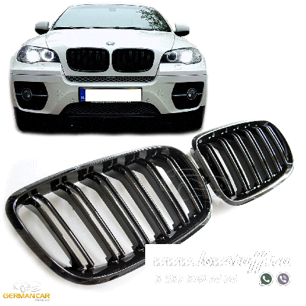 Решетки радиатора (ноздри) BMW X5 E70 X6 E71 горбатые сдвоенные X5M X6M стиль черные глянцевые GCP-087001