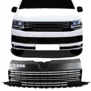 Решетка радиатора VW T6 Transporter, Caravelle, Multivan черная матовая без значка тюнинг Jom 7H6853653JOE